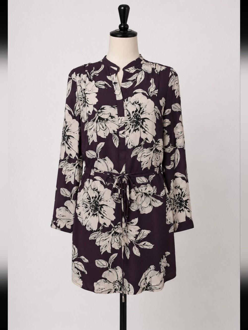 Dalia Plum Crazy Dark Floral Long Sleeve Shirt Dress Size 12